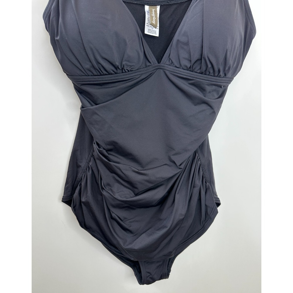 Tommy Bahama Womens Black Ruched One Piece Swimsuit Tummy Control Size 14 - Picture 7 of 14